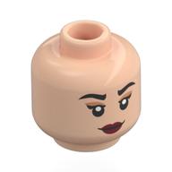 Lego Minifig Head Miss All Sunday, Black Eyebrows, Nougat Eyeshadow, Dark Red Lips, Neutral Smile / Mean Smile / Light Nougat