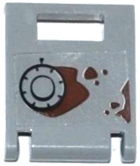 Lego Container, Box 2 x 2 x 2 Door with Slot with Safe Combination Dial and Rust Pattern (Sticker) - Set 60068 / Light Bluish Gray