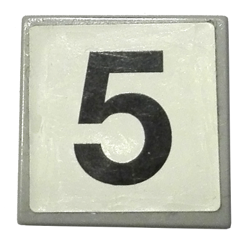 Lego Tile 2 x 2 with Number 5 Pattern (Sticker) - Set 8144