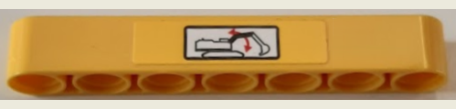 Lego Technic, Liftarm Thick 1 x 7 with Red Double Arrows for Excavator Boom Pattern (Sticker) - Set 42121 / Yellow