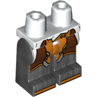 Lego Hips and Pearl Titanium Legs with Sandals, Reddish Brown Robe, Trim, White Coat / White