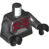 Lego Torso, Dark Red/Light Bluish Grey Mandalorian Armor, Scratched print, Pearl Titanium Arms, Black Hands / Pearl Titanium