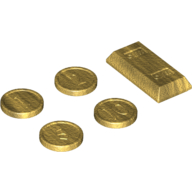 Lego Money / Coins and Ingot Set / Chrome Gold