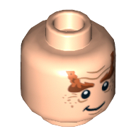 Lego Minifig Head Nori the Dwarf, Dual Sided, Braided Eyebrows and Wrinkles, Happy / Angry Print [Hollow Stud] / Light Nougat