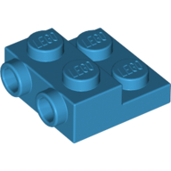 Lego Plate Special 2 x 2 x 2/3 with Two Studs On Side and Two Raised [Solid Anti-stud] / Dark Azure