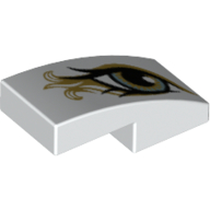 Lego Brick Curved 2 x 1 No Studs with Left Eye, Metallic Gold Print