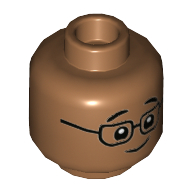 Lego Minifig Head, Eyebrows, Glasses / Tongue Sticking Out Print