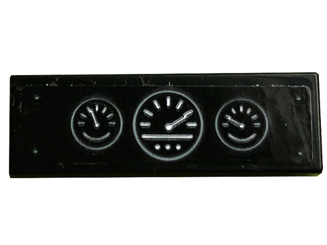 Lego Tile 1 x 3 with White Speedometer and Gauges Pattern (Sticker) - Set 10279