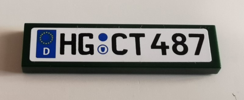 Lego Tile 1 x 4 with 'HG CT 487' on White Background Pattern (Sticker) - Set 10242
