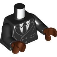 Lego Torso Suit Jacket, White Shirt, Black Tie Print, Black Arms, Reddish Brown Hands / Black
