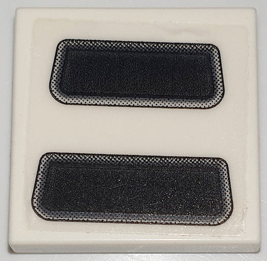 Lego Tile 2 x 2 with 2 Black Trapezoid Air Vents with Rounded Corners Pattern (Sticker) - Set 76908