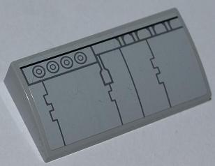 Lego Slope, Curved 2 x 4 x 2/3 with Bottom Tubes with SW Millennium Falcon Pattern 1 (Sticker) - Sets 7965 / 75105