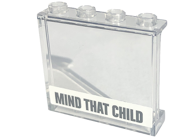 Lego Panel 1 x 4 x 3 with Side Supports - Hollow Studs with 'MIND THAT CHILD' Pattern (Sticker) - Set 60253