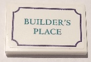 Lego Tile 2 x 3 with Dark Turquoise 'BUILDER'S PLACE' and Dark Purple Border Pattern Model Right Side (Sticker) - Set 41714 / White