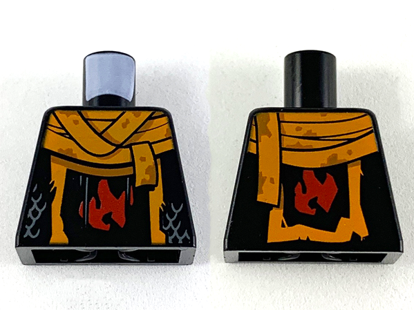 Lego Torso Orange Scarf and Red Fire Symbol Pattern / Black