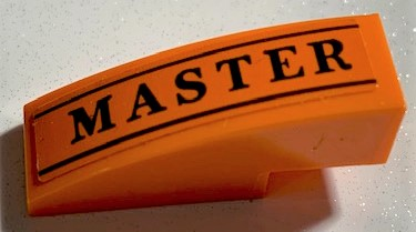 Lego Slope, Curved 3 x 1 with Black 'MASTER' and Lines Pattern (Sticker) - Set 75978 / Orange