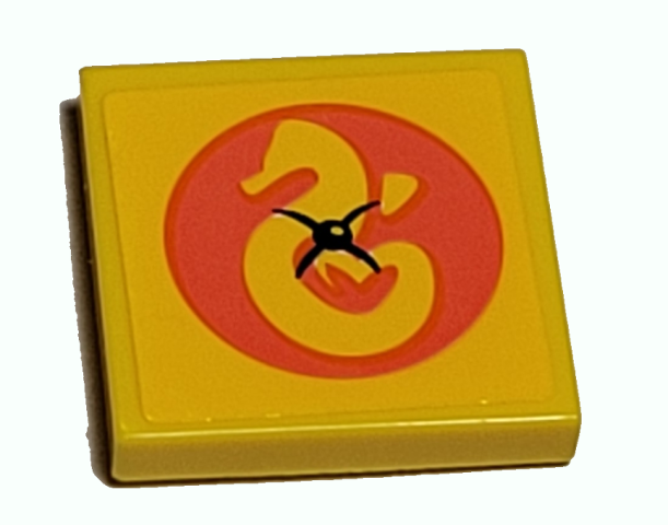 Lego Tile 2 x 2 with Heartlake Rescue Logo in Coral Circle Pattern (Sticker) - Set 41380 / Yellow