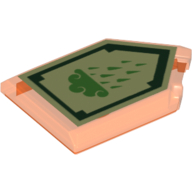 Lego Tile Special 2 x 3 Pentagonal with Nexo Power Shield Print - Ice Rain / Trans-Neon Orange