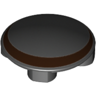 Lego Plate Round 2 x 2 with Rounded Bottom with Reddish Brown Crescent Print