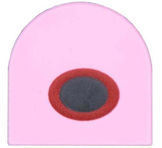 Lego Tile, Round 2 x 2 Half Circle Extended with Black Oval with Dark Red Outline Pattern (Disney Pua Nostril) / Bright Pink