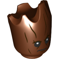 Lego Minifig Head Special, Teen Groot Print / Reddish Brown