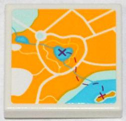 Lego Tile 2 x 2 with Map Heartlake City Pattern (Sticker) - Set 3063