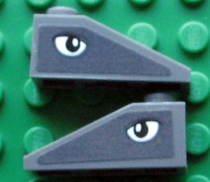 Lego Slope 33 3 x 1 with Black and White Eye on Dark Bluish Gray Background Pattern on Both Sides (Stickers) - Set 10196