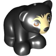 Lego Animal, Bear, Small with Hole in Top, Nougat Eyes, Tan Face print / Black