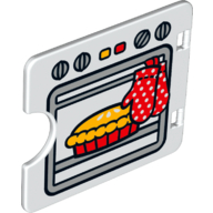 Lego Duplo Door / Window with Cutout (Semi Oval) with Pie in Oven Print