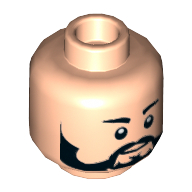 Lego Minifig Head Rebel Trooper, Full Beard, Eyebrows, White Pupils Print / Light Nougat