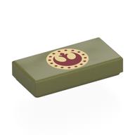 Lego Tile 1 x 2 with Tan/Dark Red New Republic Logo Print