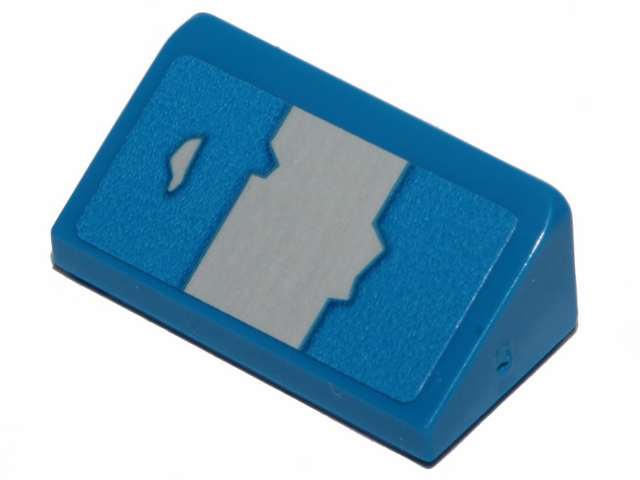 Lego Slope 30 1 x 2 x 2/3 with Gray Stripe and Peeling Paint Pattern (Sticker) - Set 75280 / Blue