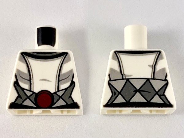 Lego Torso SW Female Robe with Reddish Brown Belt Buckle Pattern (Asajj Ventress 75087) / White