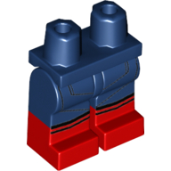 Lego Hips with Dark Blue Legs and Red Boots Pattern with Black Lines on Knees / Dark Blue