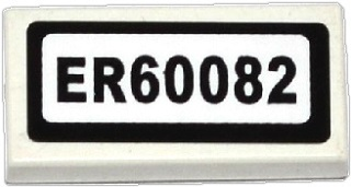 Lego Tile 1 x 2 with 'ER60082' Pattern (Sticker) - Set 60082