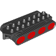 Lego Duplo Bulldozer Base with Treads and Four Black Wheels with Red Print (Muck)