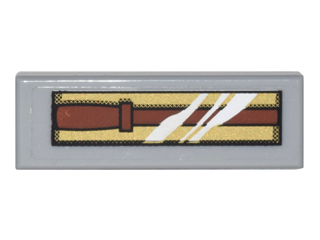 Lego Tile 1 x 3 with Brown Wand in Packaging on Gold Background Pattern (Sticker) - Set 4841
