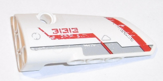 Lego Technic, Panel Fairing # 3 Small Smooth Long, Side A with Red '31313' and Light Bluish Gray and Red Stripes Pattern (Sticker) - Set 31313