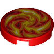 Lego Tile Round 2 x 2 with Fire Print