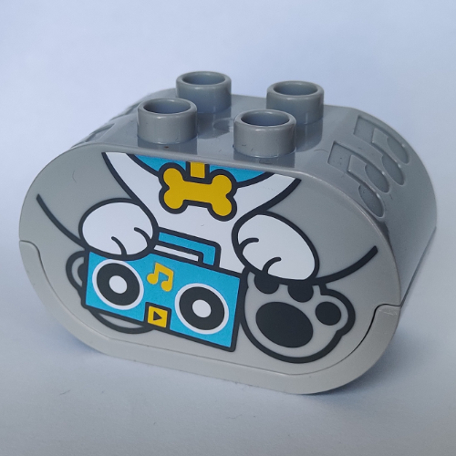 Lego Duplo Sound Brick 2 x 4 x 2 Rounded Ends with Dog Body Holding Stereo Print