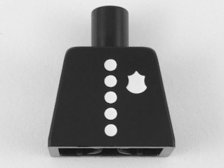 Lego Torso Police with Classic Badge and 5 Buttons Pattern / Black