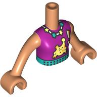 Lego Minidoll Torso Girl with Magenta Shirt, Dark Turquoise Belt, Necklace, Bright Light Yellow Creature Print, Nougat Arms and Hands / Nougat