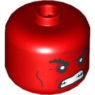 Lego Bigfig Head Red Hulk, Angry Grin print / Red