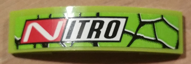 Lego Slope, Curved 4 x 1 x 2/3 Double with Snake Skin and 'NITRO' Pattern (Sticker) - Set 9095