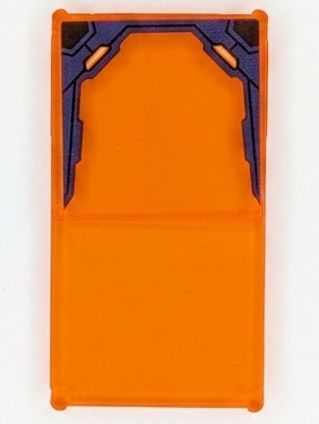 Lego Glass for Window 1 x 4 x 6 with Dark Blue Armor and Orange Circuitry Pattern (Sticker) - Set 70357 / Trans-Neon Orange