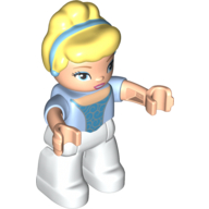 Lego Duplo Figure with Bright Light Yellow Hair with Bright Light Blue Headband, Light Nougat Arms, White Legs, Azure Design Print (Cinderella) / Bright Light Blue