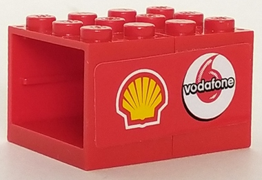 Lego Stickered Assembly 4 x 3 x 2 with Shell and Vodafone Logos Pattern Model Left Side (Sticker) - Set 8672