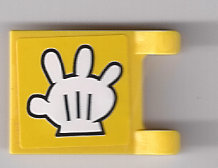 Lego Flag 2 x 2 Square with Flat Edge with White Glove Pattern on Both Sides (Stickers) - Set 3816 / Yellow