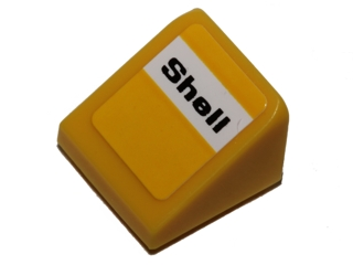 Lego Slope 30 1 x 1 x 2/3 with Black 'Shell' on White Background Pattern (Sticker) - Set 40193