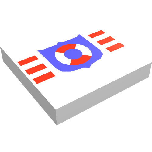 Lego Tile 2 x 2 with Coast Guard Shield and Stripes Print / White